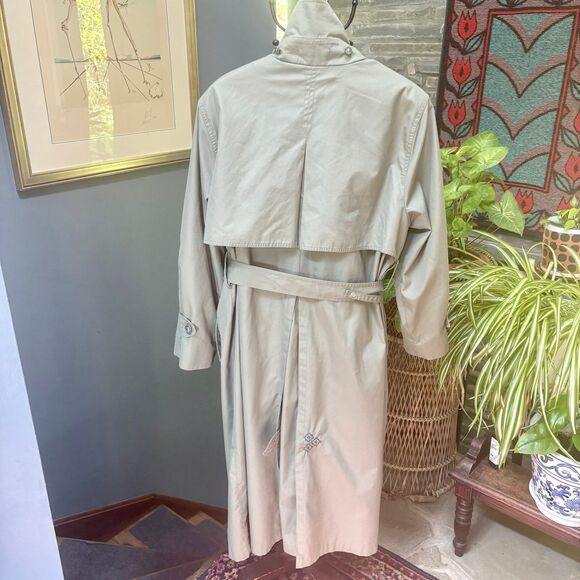 London Fog Towne Trench Coat in Khaki Green w/Sustainable Sashiko Mend 1X - Picture 5 of 12